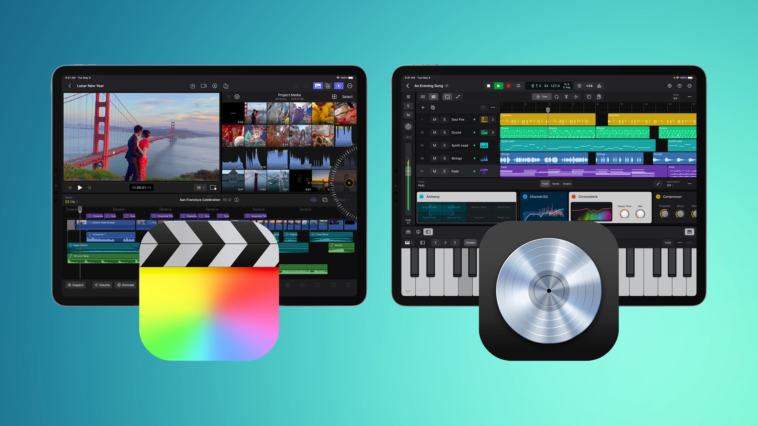 Apple iPad Final Cut Pro Logic Pro hero feature actual icons