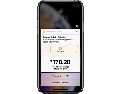 Apple Card unusual spending alert